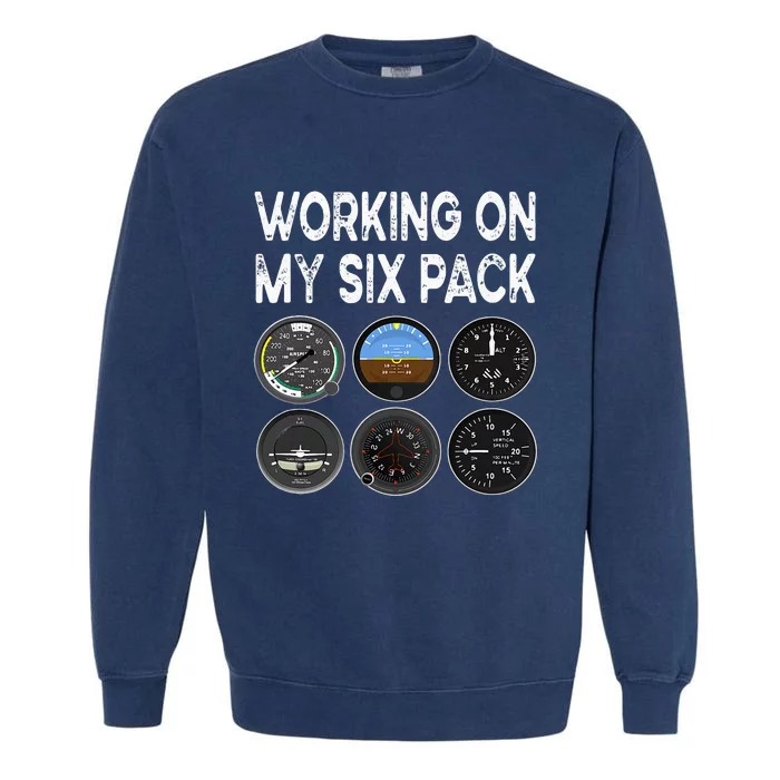 Six Pack Accessorie Pilot Aviation Flying Airplane Garment-Dyed Sweatshirt