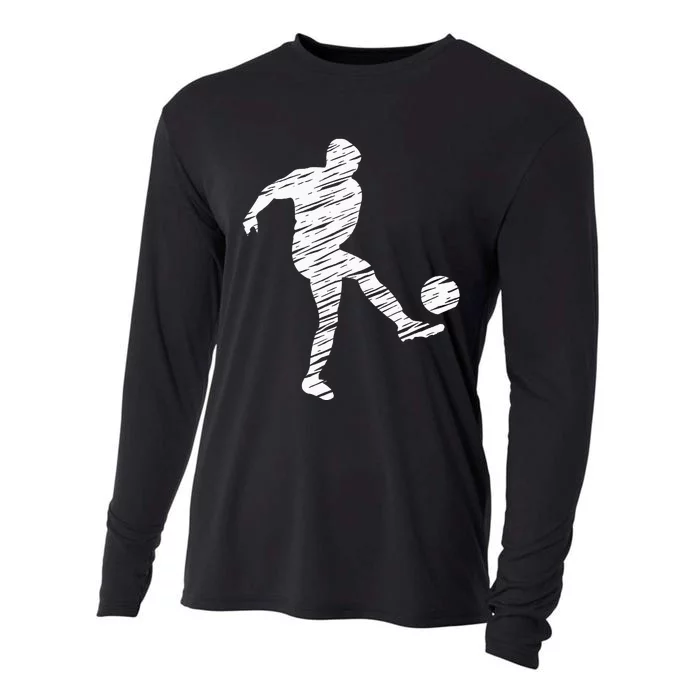 Soccer Player And Soccer Fan Motif Vintage Cooling Performance Long Sleeve Crew