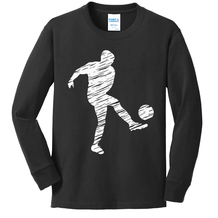 Soccer Player And Soccer Fan Motif Vintage Kids Long Sleeve Shirt