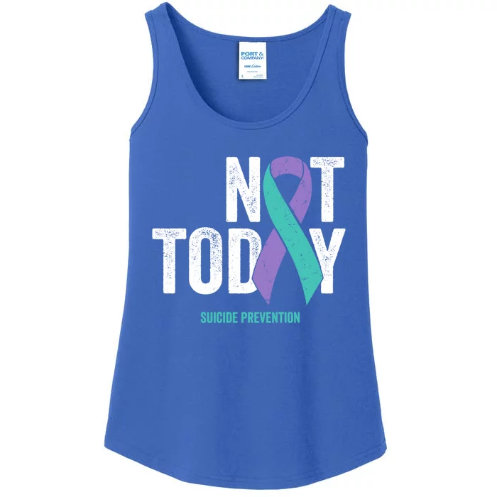 Suicide Prevention Awareness Gift Not Today Purple Teal Ribbon Gift Ladies Essential Tank