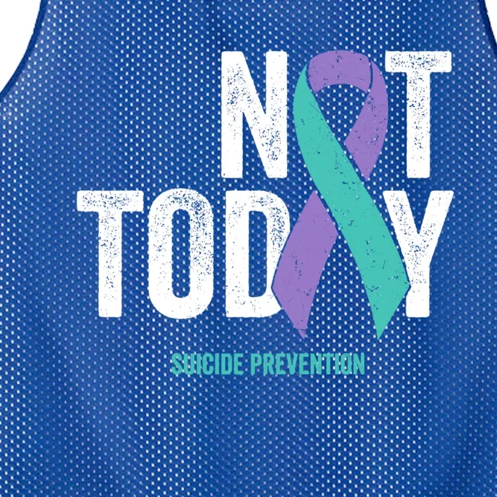 Suicide Prevention Awareness Gift Not Today Purple Teal Ribbon Gift Mesh Reversible Basketball Jersey Tank