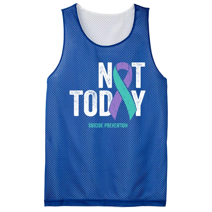 Suicide Prevention Awareness Gift Not Today Purple Teal Ribbon Gift Mesh Reversible Basketball Jersey Tank