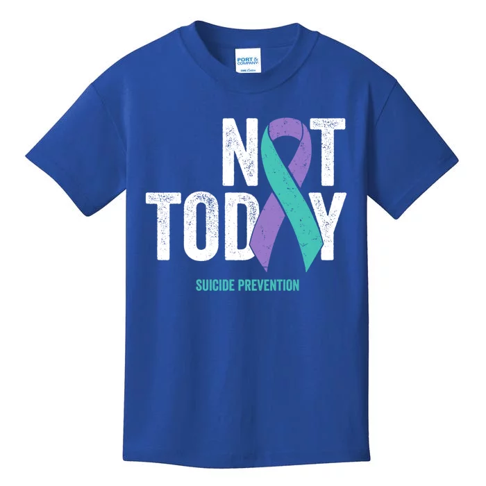 Suicide Prevention Awareness Gift Not Today Purple Teal Ribbon Gift Kids T-Shirt