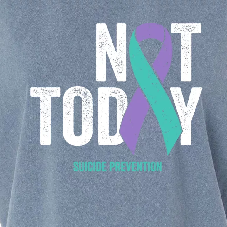 Suicide Prevention Awareness Gift Not Today Purple Teal Ribbon Gift Garment-Dyed Women's Muscle Tee