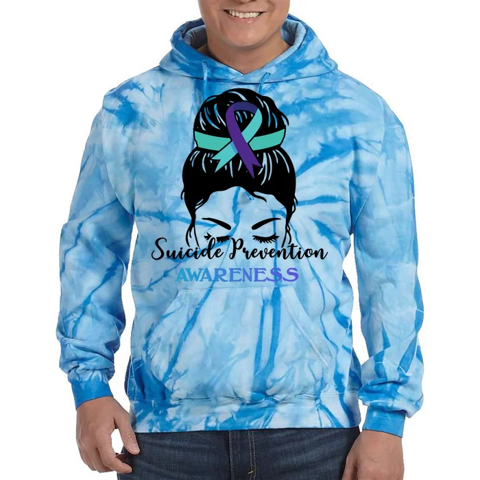 Suicide Prevention Awareness Hair Bun Ribbon Tie Dye Hoodie