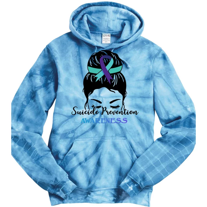 Suicide Prevention Awareness Hair Bun Ribbon Tie Dye Hoodie