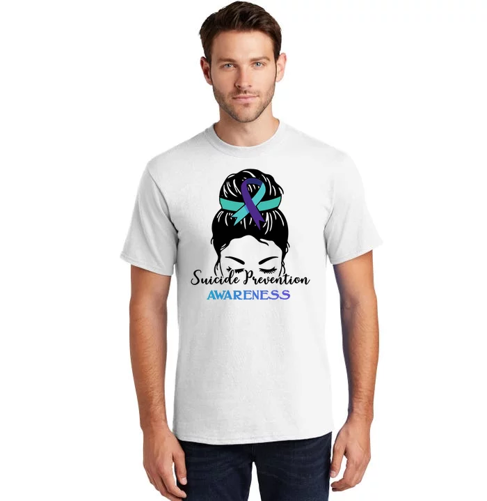 Suicide Prevention Awareness Hair Bun Ribbon Tall T-Shirt