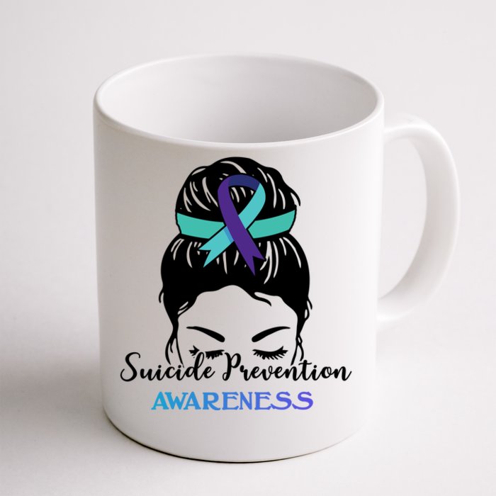 Suicide Prevention Awareness Hair Bun Ribbon Front & Back Coffee Mug