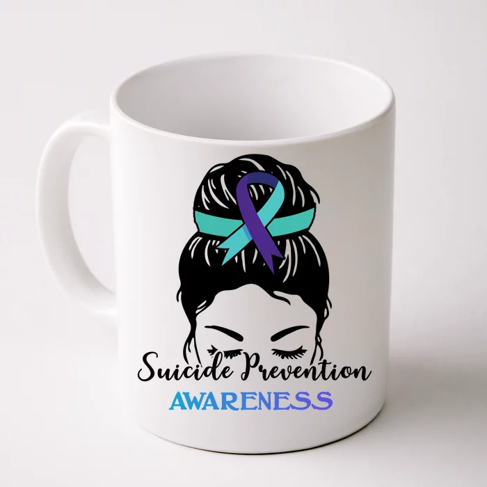 Suicide Prevention Awareness Hair Bun Ribbon Front & Back Coffee Mug