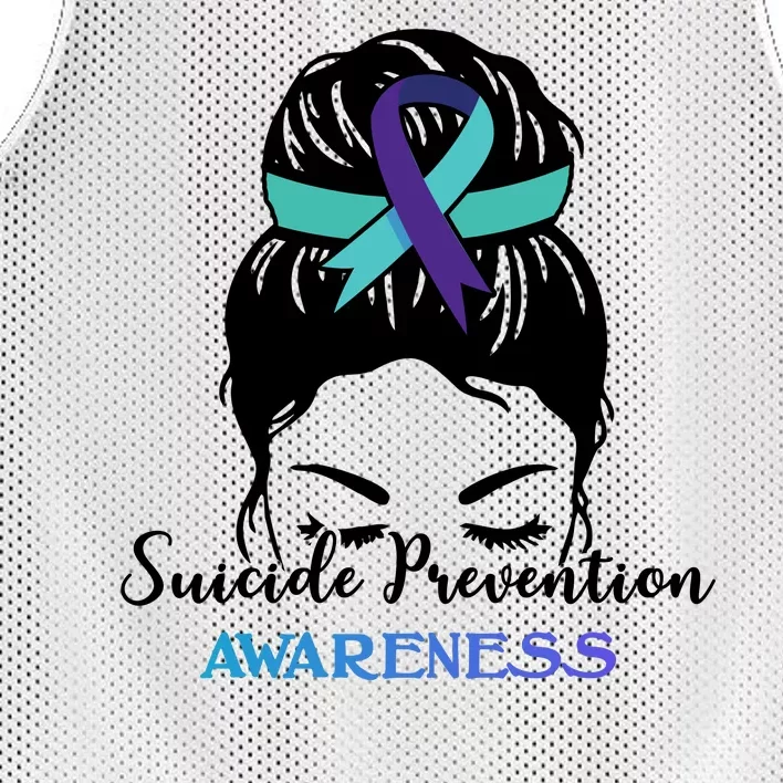 Suicide Prevention Awareness Hair Bun Ribbon Mesh Reversible Basketball Jersey Tank