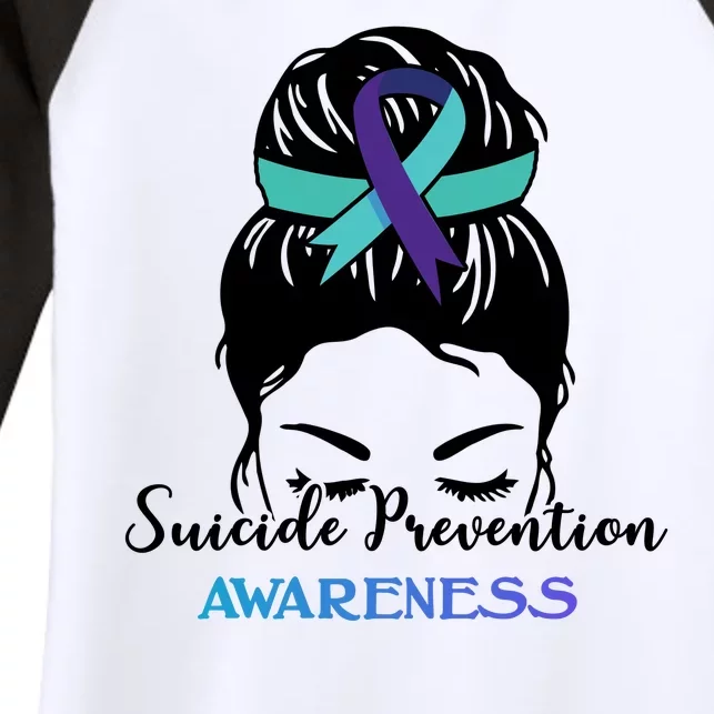 Suicide Prevention Awareness Hair Bun Ribbon Women's Tri-Blend 3/4-Sleeve Raglan Shirt