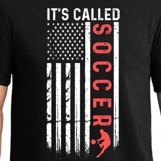 Soccer Players American Flag It's Called Soccer Funny Futbol Pajama Set