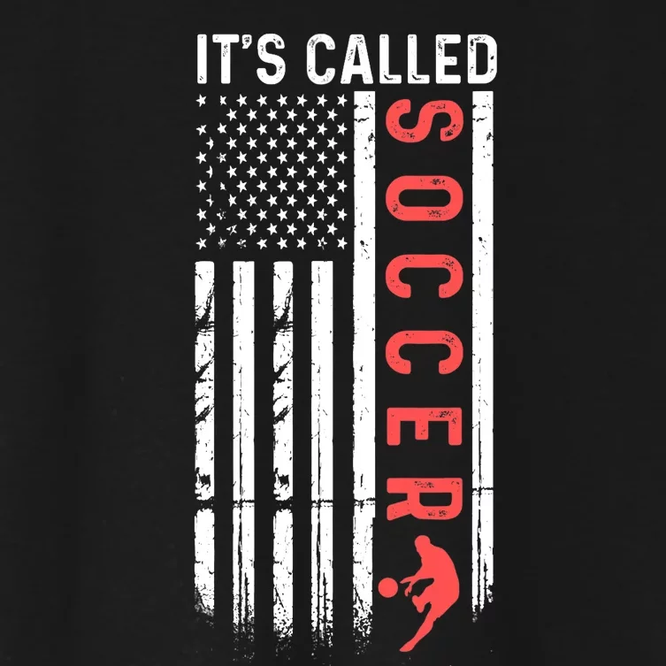 Soccer Players American Flag It's Called Soccer Funny Futbol Women's Crop Top Tee