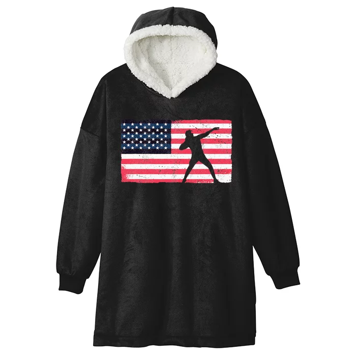 Shot Putter American Flag Usa Hooded Wearable Blanket