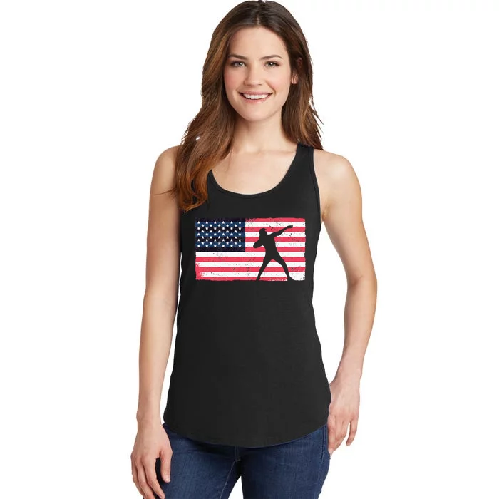 Shot Putter American Flag Usa Ladies Essential Tank