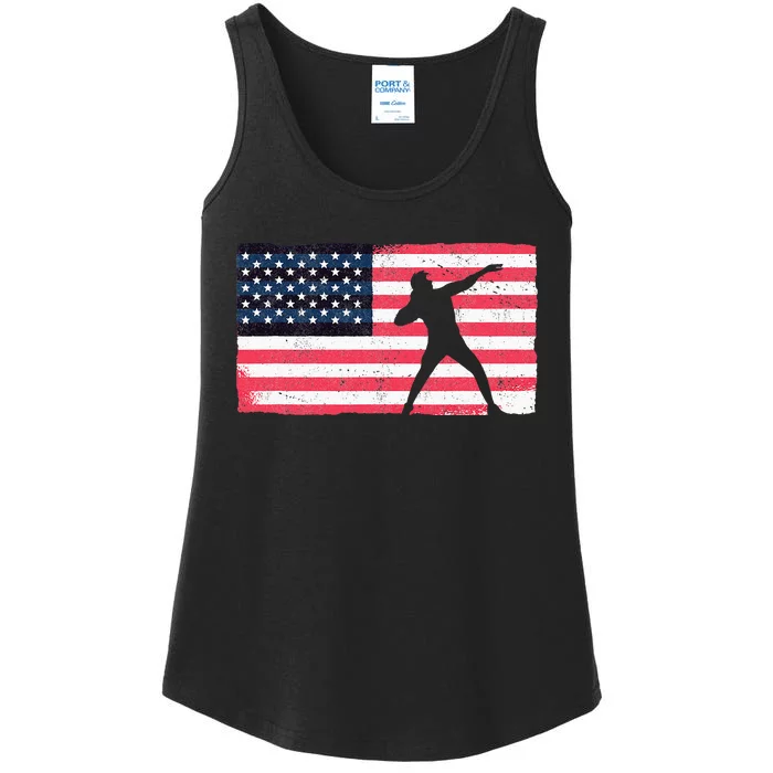 Shot Putter American Flag Usa Ladies Essential Tank