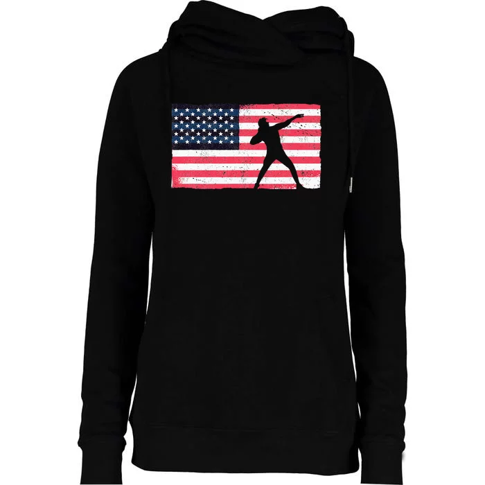 Shot Putter American Flag Usa Womens Funnel Neck Pullover Hood