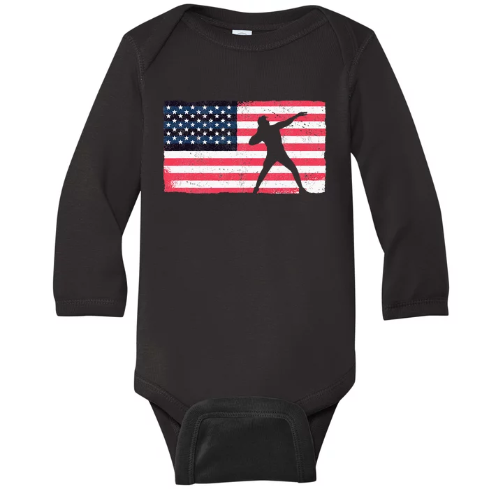 Shot Putter American Flag Usa Baby Long Sleeve Bodysuit