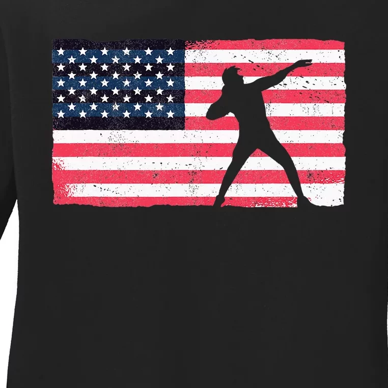 Shot Putter American Flag Usa Ladies Long Sleeve Shirt