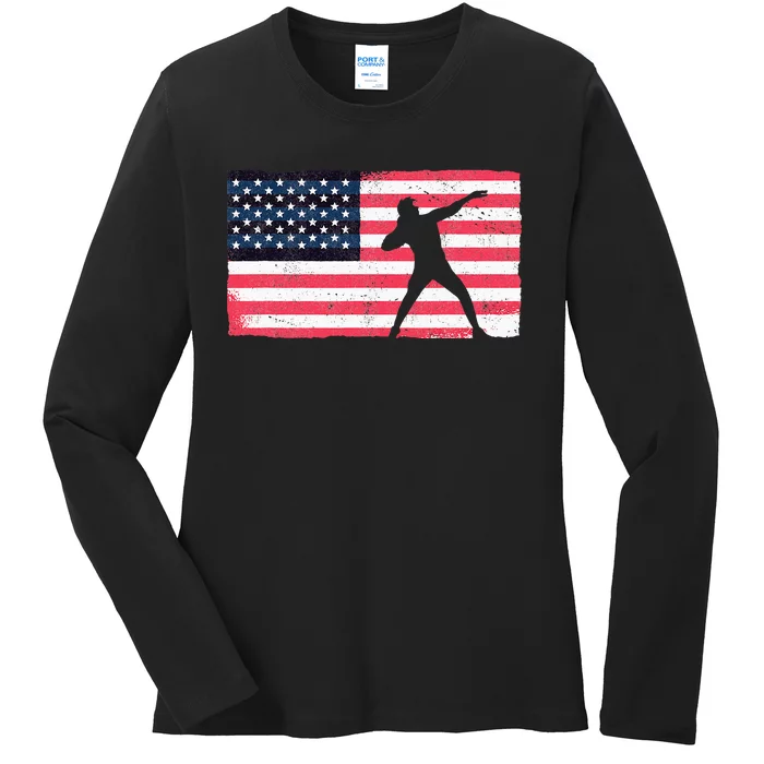 Shot Putter American Flag Usa Ladies Long Sleeve Shirt