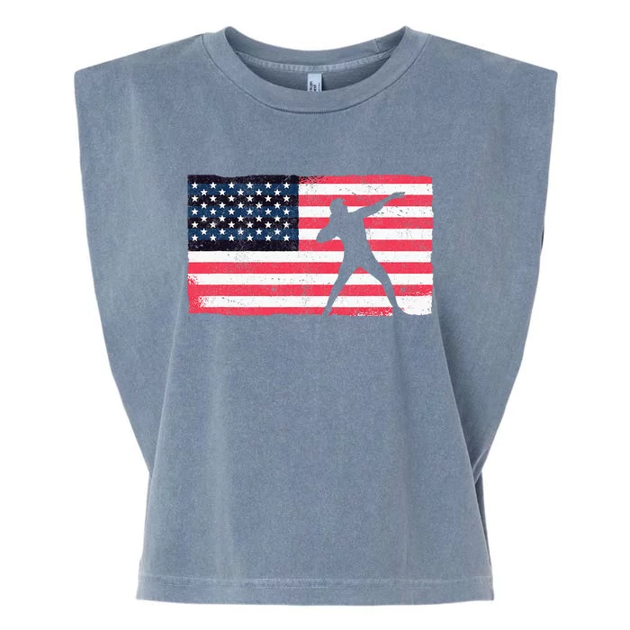 Shot Putter American Flag Usa Garment-Dyed Women's Muscle Tee