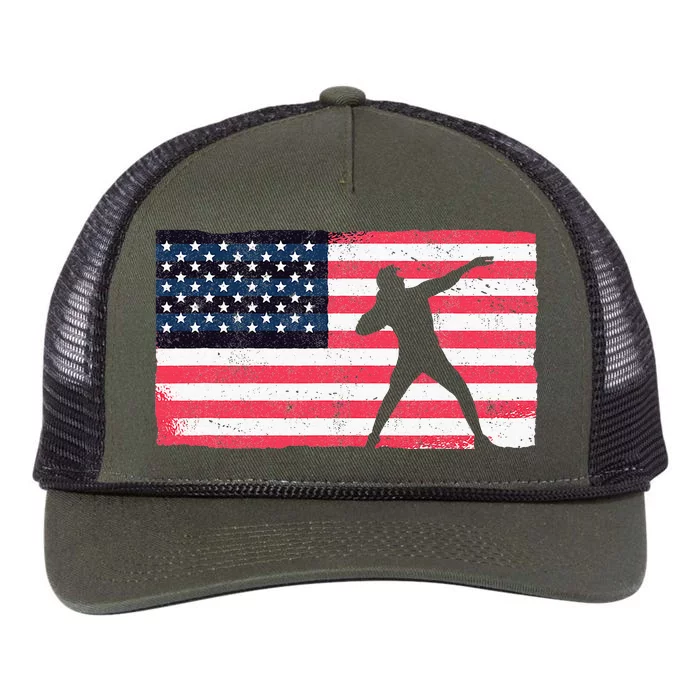 Shot Putter American Flag Usa Retro Rope Trucker Hat Cap