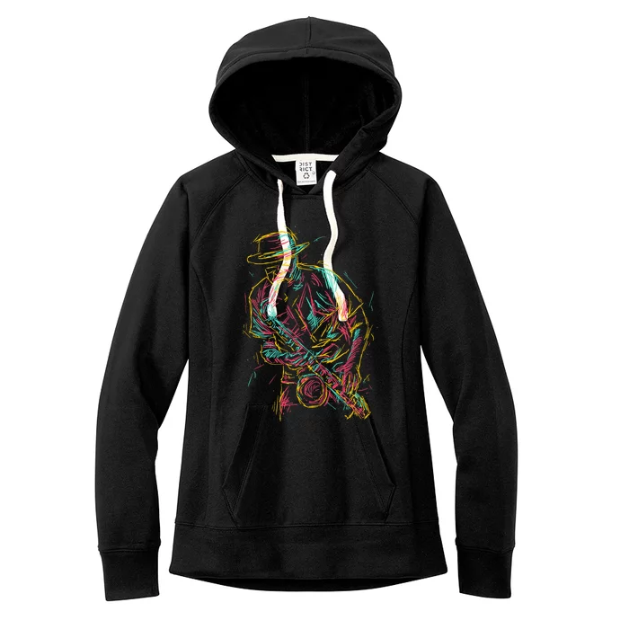 Saxophone Player Abstract Art Women's Fleece Hoodie