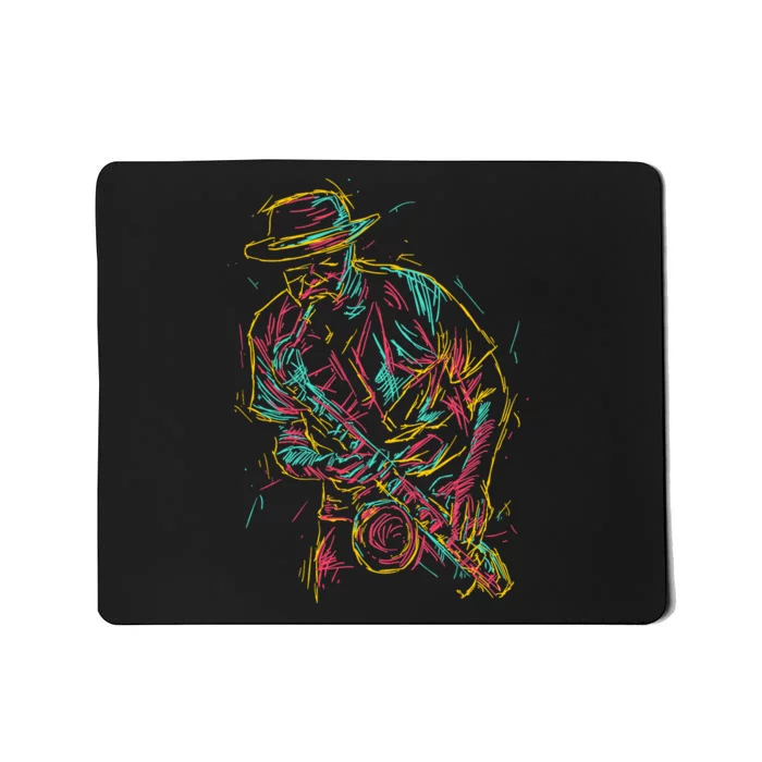 Saxophone Player Abstract Art Mousepad