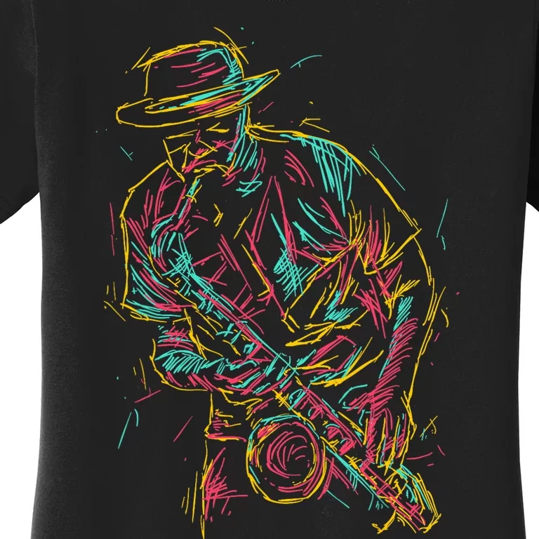 Saxophone Player Abstract Art Women's T-Shirt