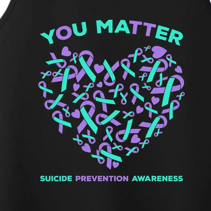 Suicide Prevention Awareness Teal Purple Ribbon You Matter Performance Tank