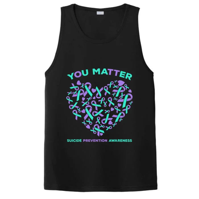 Suicide Prevention Awareness Teal Purple Ribbon You Matter Performance Tank