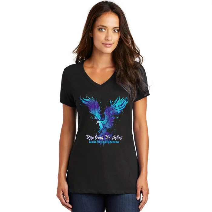 Suicide Prevention Awareness Phoenix Rise From The Ashes Women's V-Neck T-Shirt