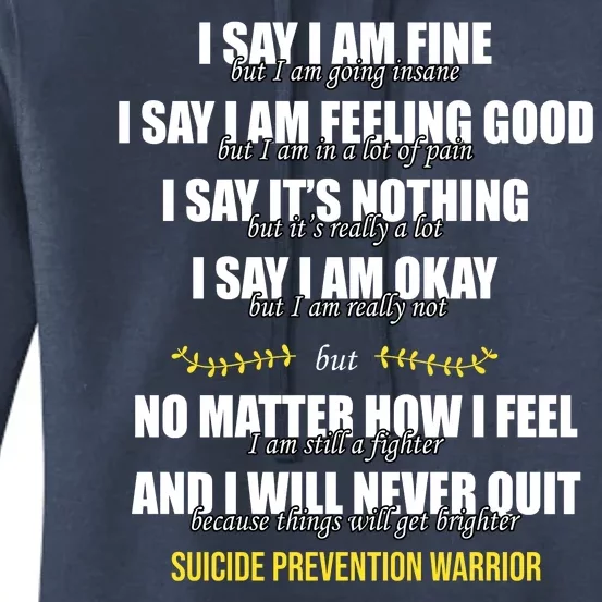 Suicide Prevention Awareness Warrior Quote Women's Pullover Hoodie