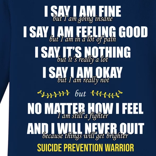 Suicide Prevention Awareness Warrior Quote Baby Long Sleeve Bodysuit