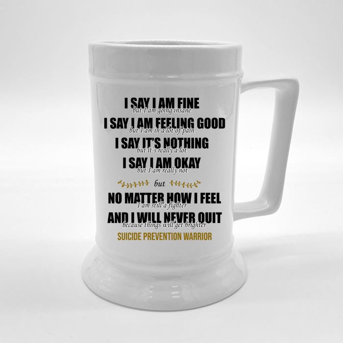 Suicide Prevention Awareness Warrior Quote Front & Back Beer Stein