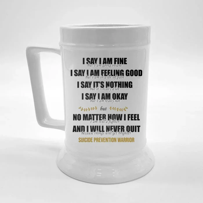 Suicide Prevention Awareness Warrior Quote Front & Back Beer Stein