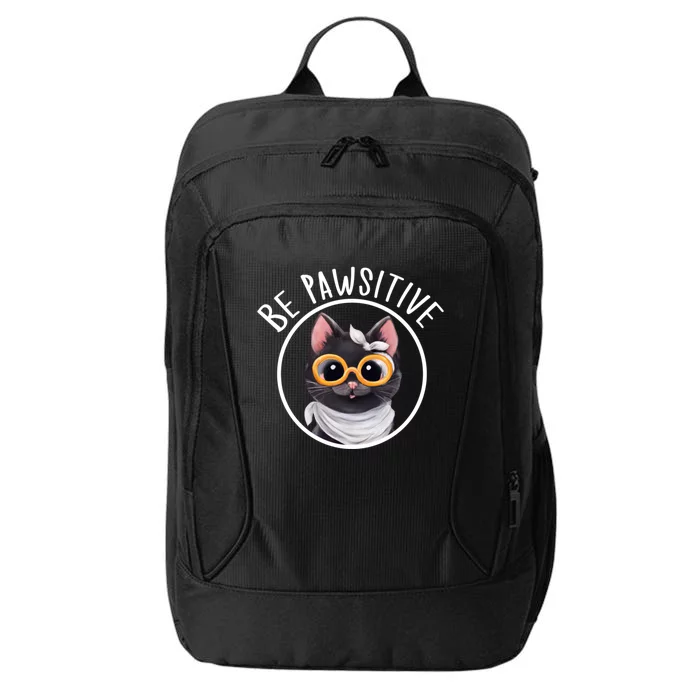 Stay Pawsitive And Cat Pawsitive For Nerdy Cat Gift City Backpack