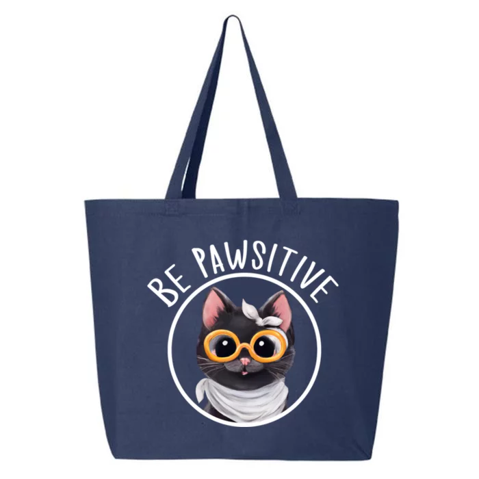 Stay Pawsitive And Cat Pawsitive For Nerdy Cat Gift 25L Jumbo Tote