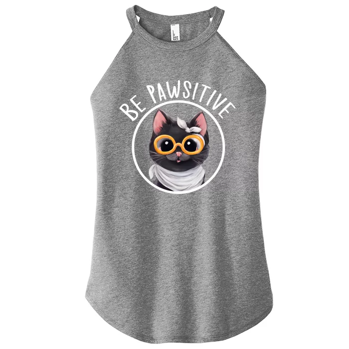 Stay Pawsitive And Cat Pawsitive For Nerdy Cat Gift Women’s Perfect Tri Rocker Tank