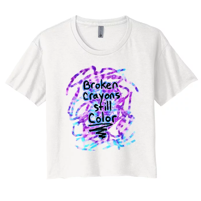 Suicide Prevention Awareness Broken Crayons Still Color Women's Crop Top Tee