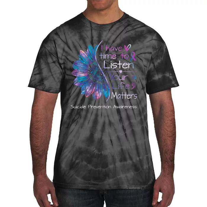 Suicide Prevention Awareness Sunflower Teal & Purple Ribbon Tie-Dye T-Shirt