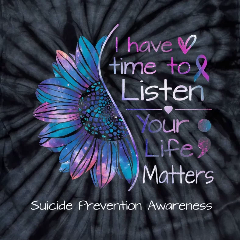 Suicide Prevention Awareness Sunflower Teal & Purple Ribbon Tie-Dye T-Shirt