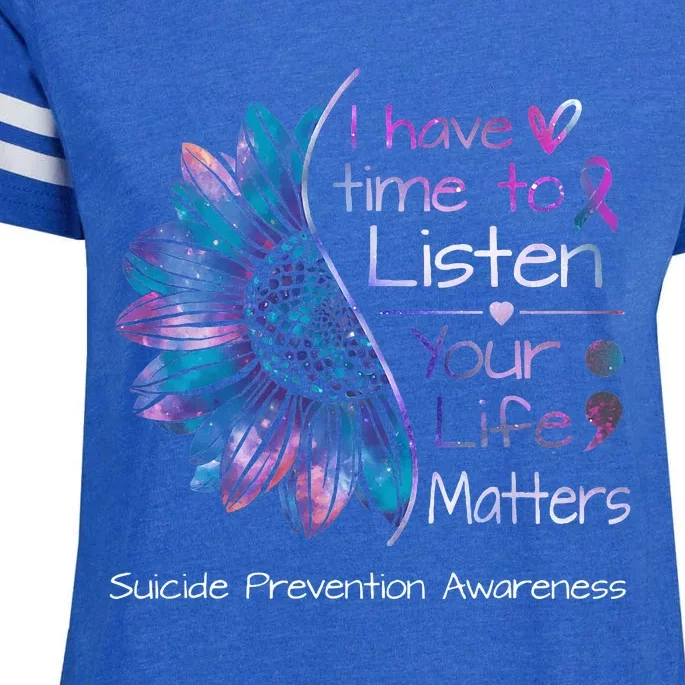 Suicide Prevention Awareness Sunflower Teal & Purple Ribbon Enza Ladies Jersey Football T-Shirt