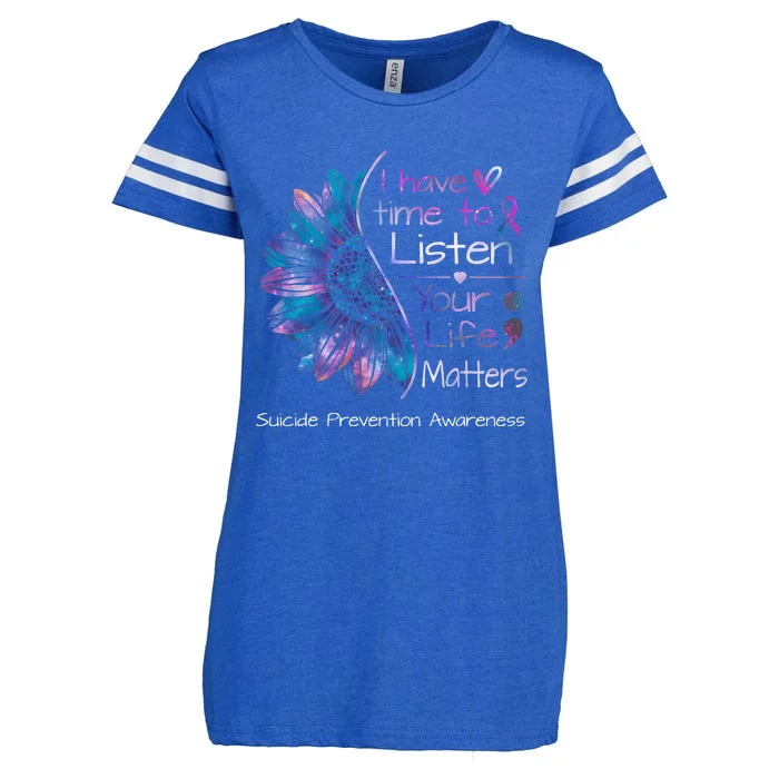 Suicide Prevention Awareness Sunflower Teal & Purple Ribbon Enza Ladies Jersey Football T-Shirt