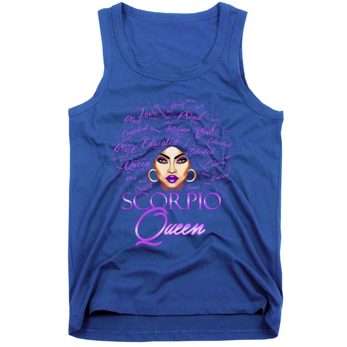 Scorpio Purple Afro Queen Black Zodiac Birthday Gift Tank Top