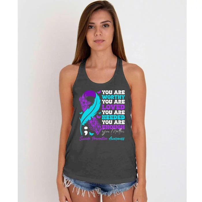 Suicide Prevention Awareness Positive Motivational Quote Women's Knotted Racerback Tank