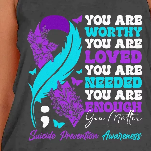 Suicide Prevention Awareness Positive Motivational Quote Women's Knotted Racerback Tank