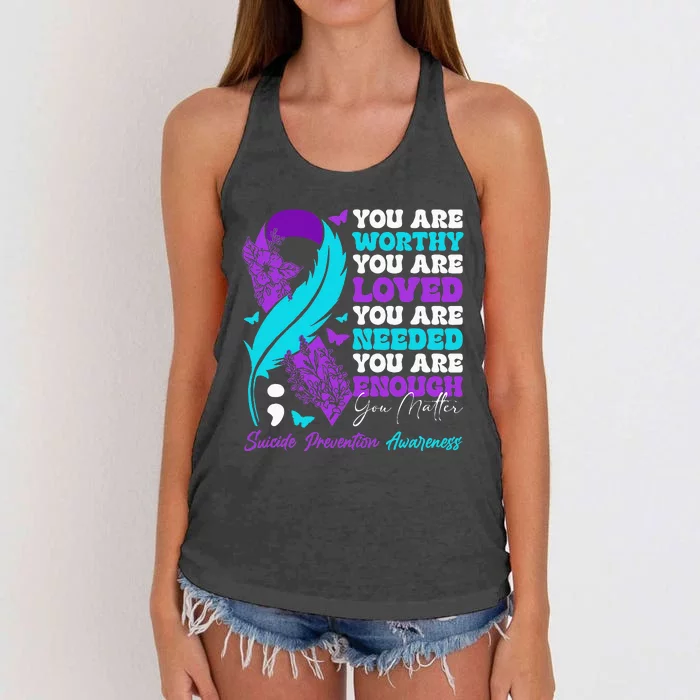 Suicide Prevention Awareness Positive Motivational Quote Women's Knotted Racerback Tank