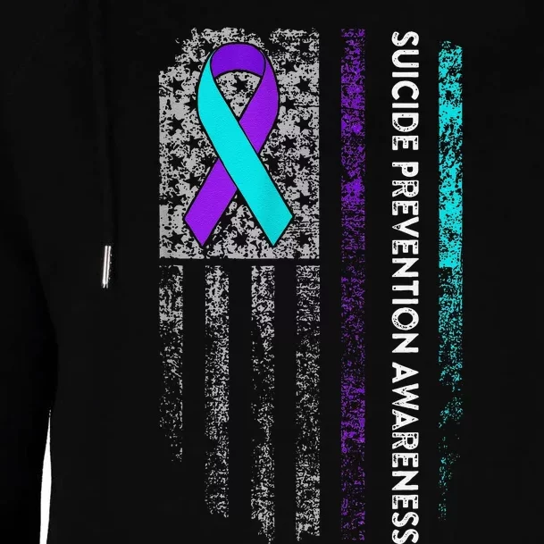 Suicide Prevention Awareness Ribbon American Flag Gift Womens Funnel Neck Pullover Hood