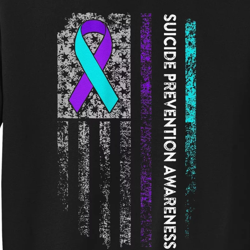 Suicide Prevention Awareness Ribbon American Flag Gift Tall Sweatshirt